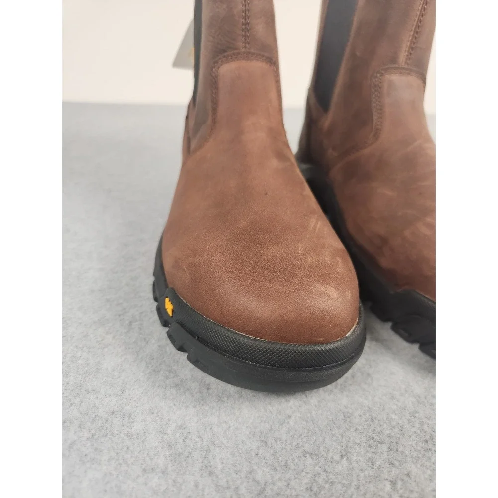 Caterpillar Work Boots Mens 9 Wide Brown Leather CAT Wheelbase Steel Toe P91026
